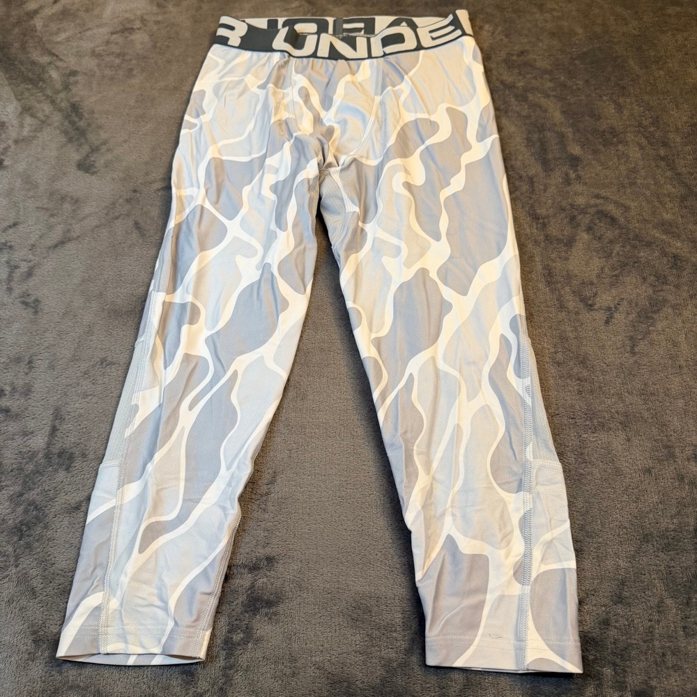 Under Armour HeatGear Leggings‎ Kids Large Gray Camo Compression Fitted